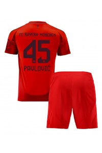 Fotbalové Dres Bayern Munich Aleksandar Pavlovic #45 Dětské Domácí Oblečení 2024-25 Krátký Rukáv (+ trenýrky)